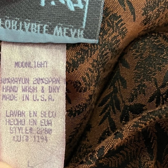 Moon Light USA Vintage 3 Piece Set Bohemian Fern Print Faux Fur Robe Top Skirt - Picture 16 of 16